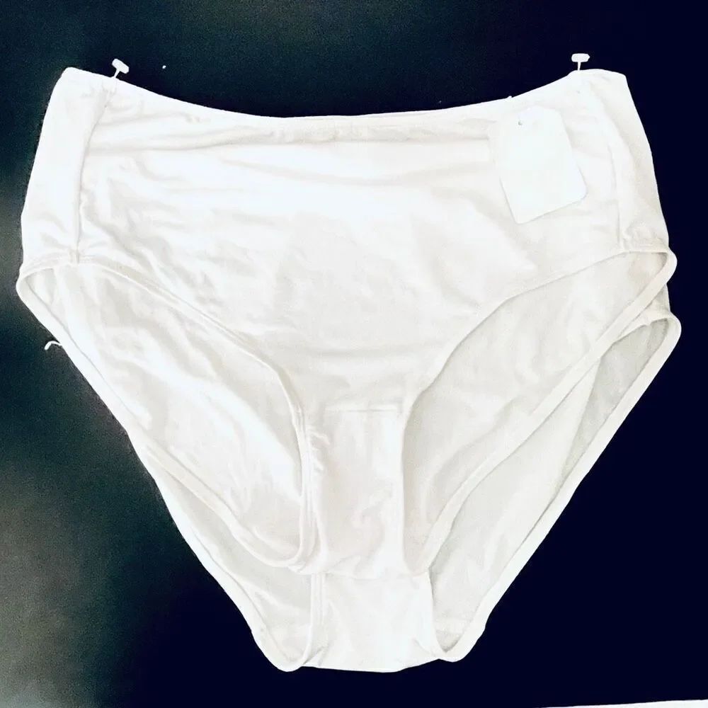NWT Rene Rofe 2 Pack 8 Vintage Y2K White Full Coverage Stretchy Brief Panty Pack